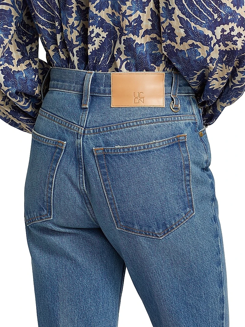 Agnes Washed-Denim Crop Jeans