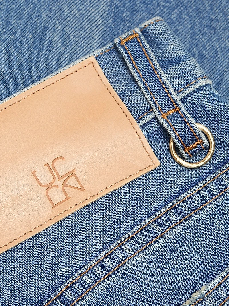 Agnes Washed-Denim Crop Jeans