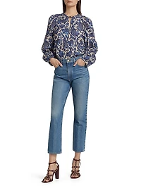 Agnes Washed-Denim Crop Jeans