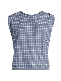 Bradley Plaid Sleeveless Crewneck Knit Top