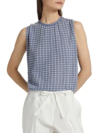 Bradley Plaid Sleeveless Crewneck Knit Top