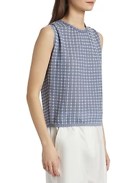 Bradley Plaid Sleeveless Crewneck Knit Top
