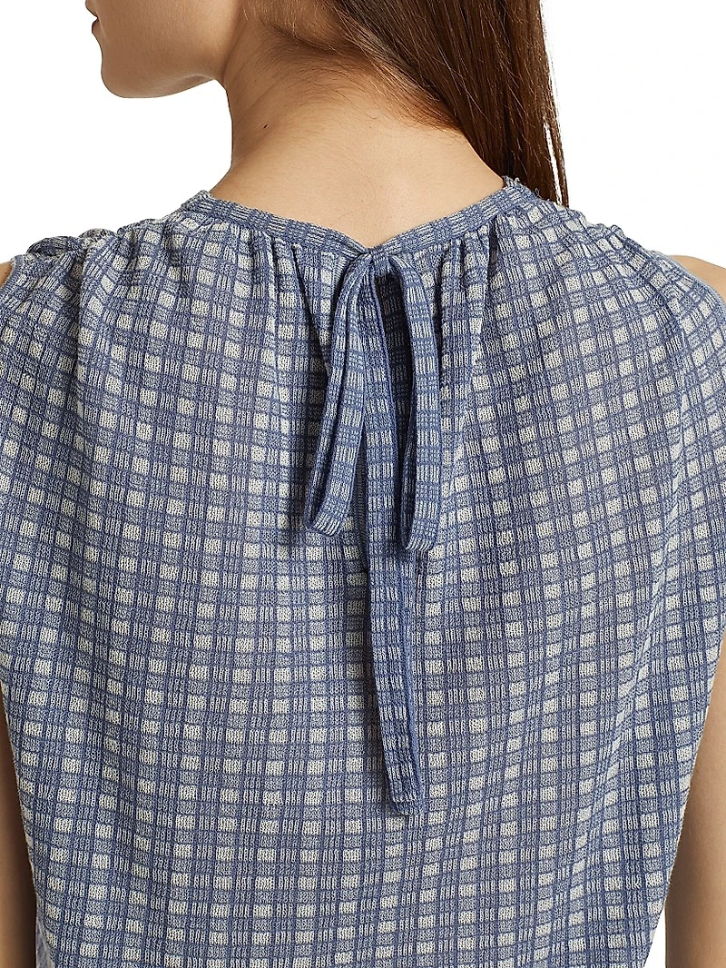 Bradley Plaid Sleeveless Crewneck Knit Top