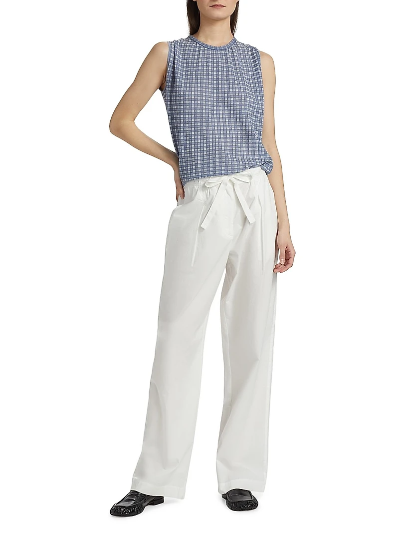 Bradley Plaid Sleeveless Crewneck Knit Top