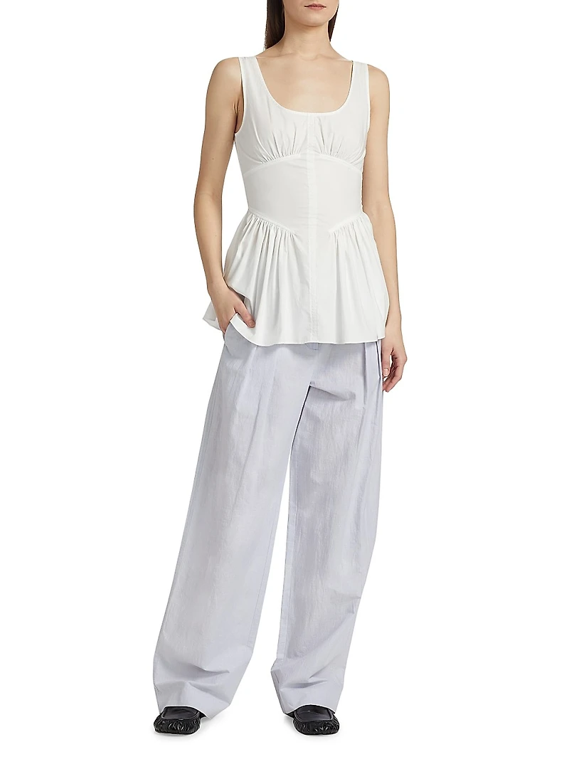 Eleanor Wide-Leg Linen-Cotton Pants