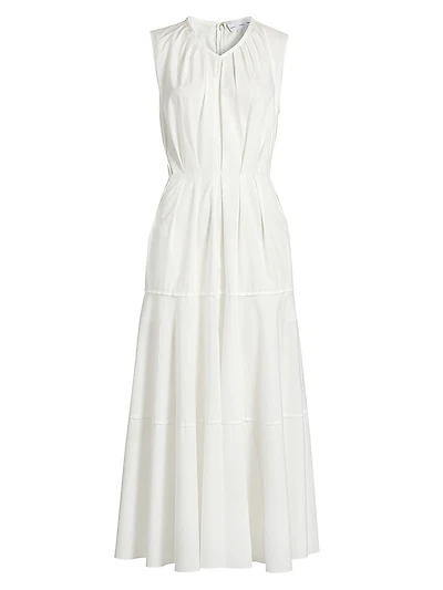 Kailey Stretch Poplin Pleated Midi-Dress