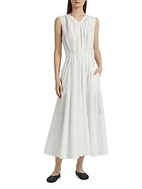 Kailey Stretch Poplin Pleated Midi-Dress