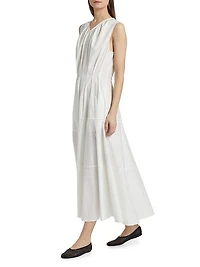 Kailey Stretch Poplin Pleated Midi-Dress