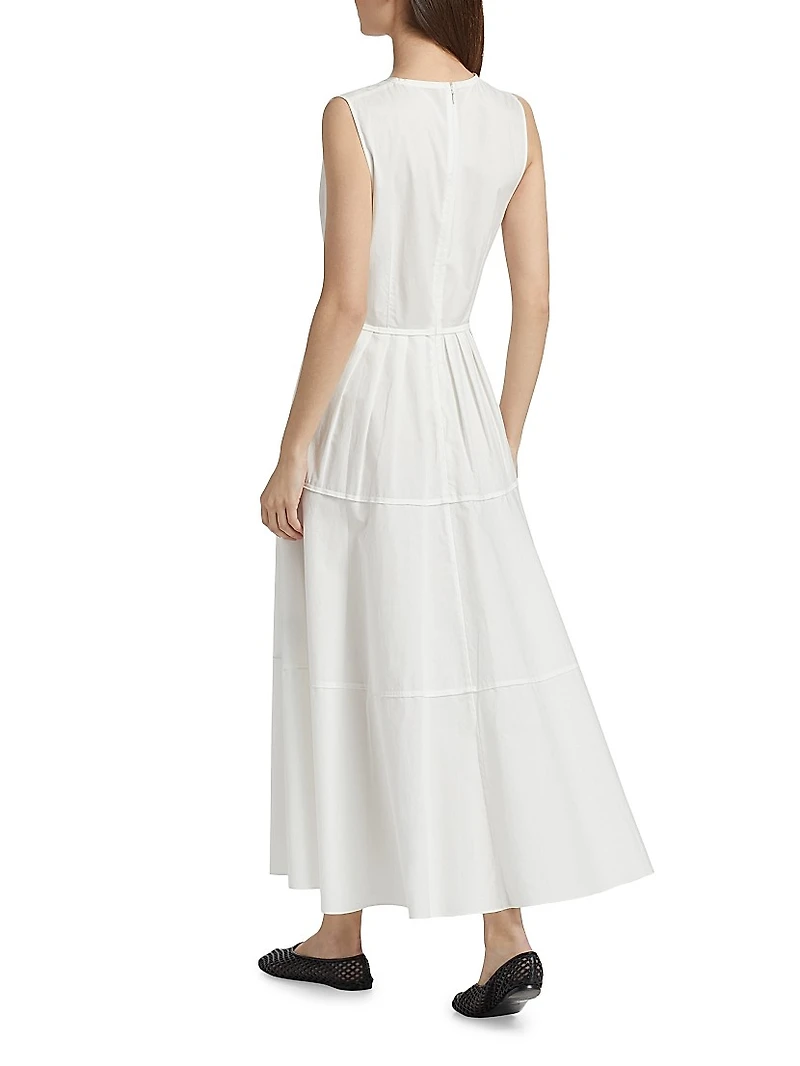Kailey Stretch Poplin Pleated Midi-Dress