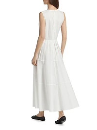 Kailey Stretch Poplin Pleated Midi-Dress