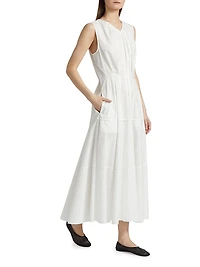 Kailey Stretch Poplin Pleated Midi-Dress
