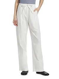 Barrett Stretch Poplin Wide-Leg Pants