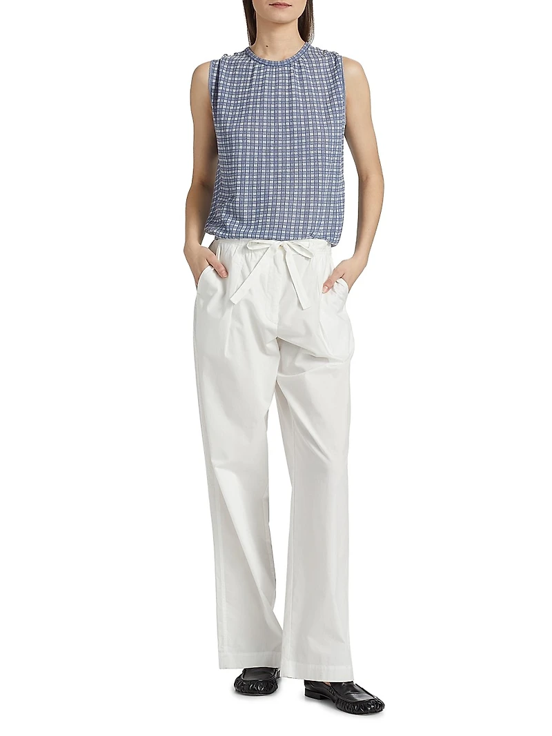Barrett Stretch Poplin Wide-Leg Pants