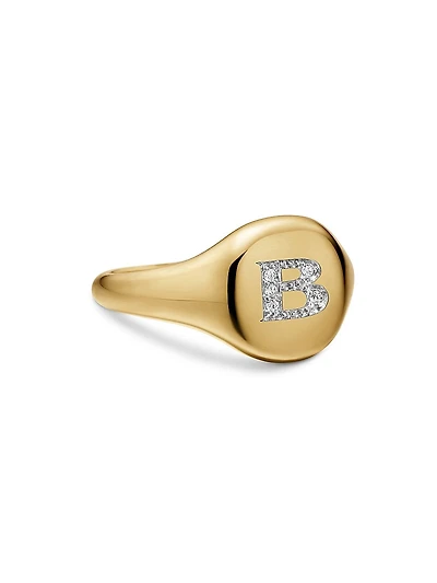 DY Initial Pinky Ring 18K Yellow Gold