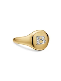 DY Initial Pinky Ring 18K Yellow Gold