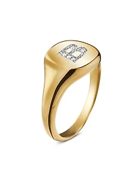 DY Initial Pinky Ring 18K Yellow Gold