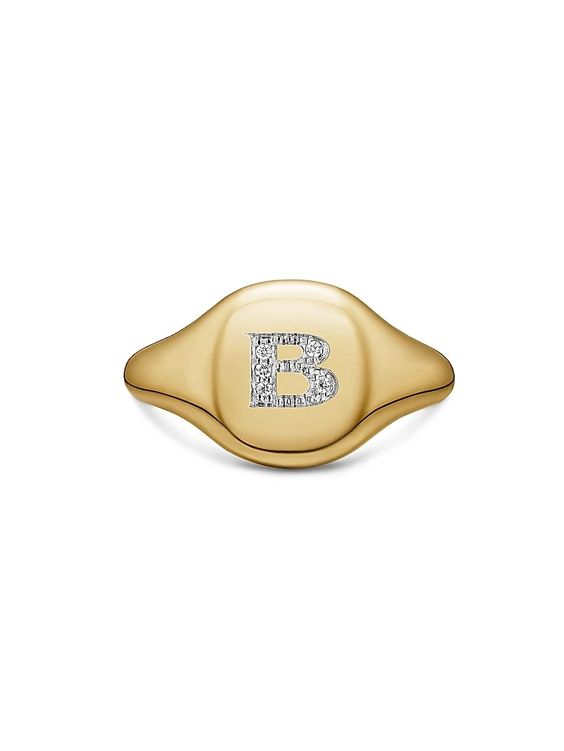 DY Initial Pinky Ring 18K Yellow Gold