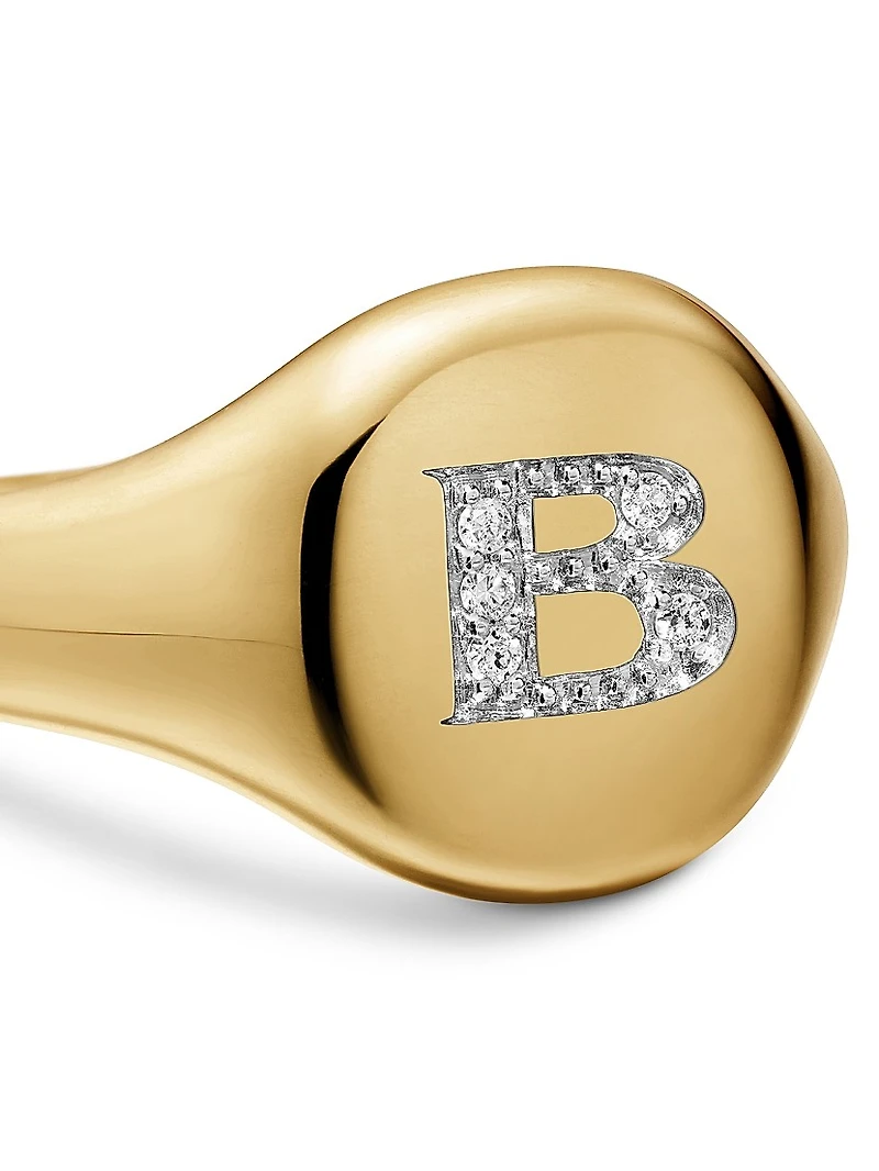 DY Initial Pinky Ring 18K Yellow Gold