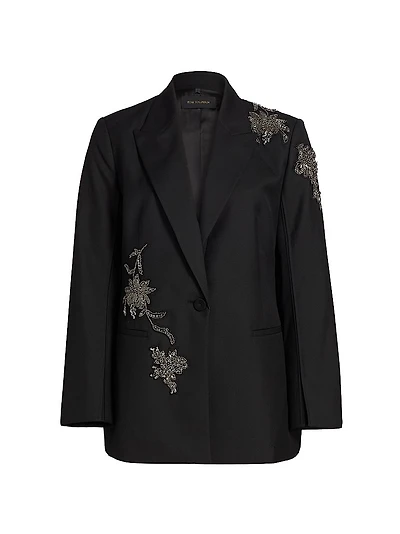 Lariz Embellished-Appliqué Wool-Blend Jacket