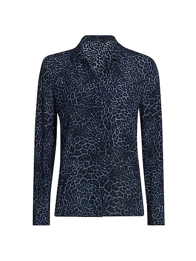 Gavin Animal-Print Long-Sleeve Blouse