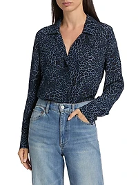 Gavin Animal-Print Long-Sleeve Blouse