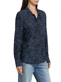 Gavin Animal-Print Long-Sleeve Blouse