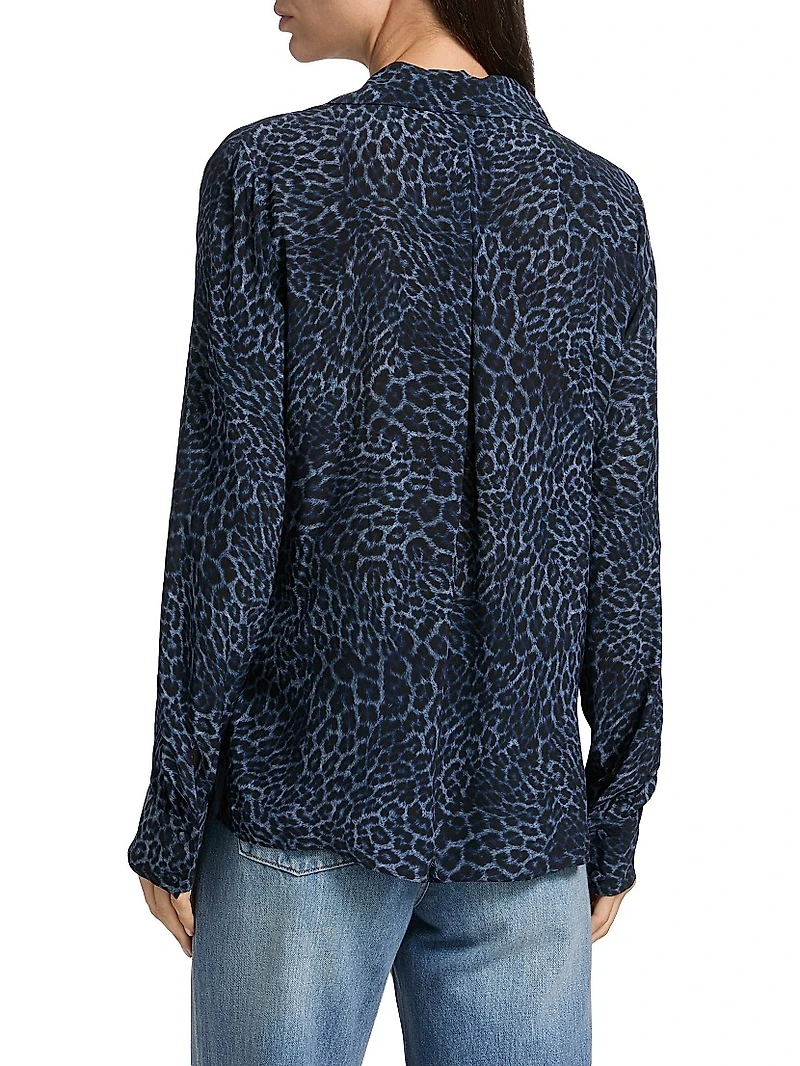 Gavin Animal-Print Long-Sleeve Blouse