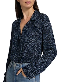 Gavin Animal-Print Long-Sleeve Blouse