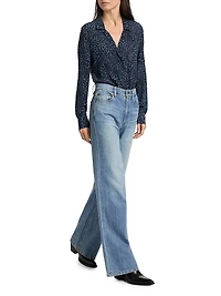 Gavin Animal-Print Long-Sleeve Blouse