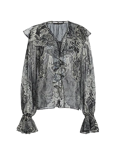 Locke Printed Ruffle Blouse