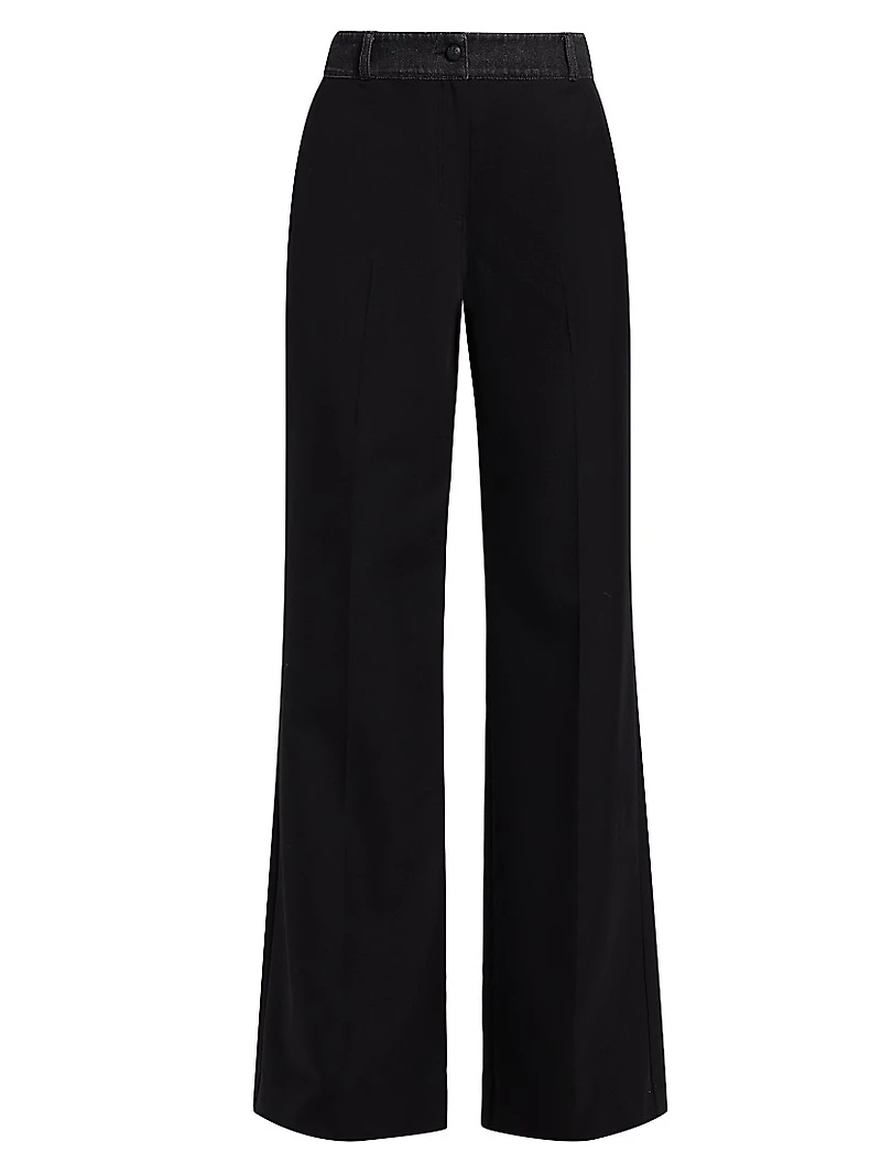 Poe Denim & Twill Wide-Leg Pants