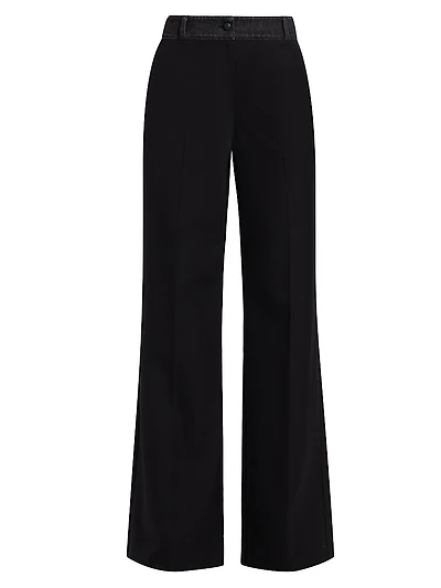 Poe Denim & Twill Wide-Leg Pants
