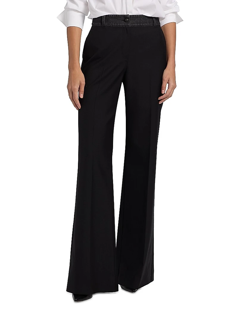 Poe Denim & Twill Wide-Leg Pants