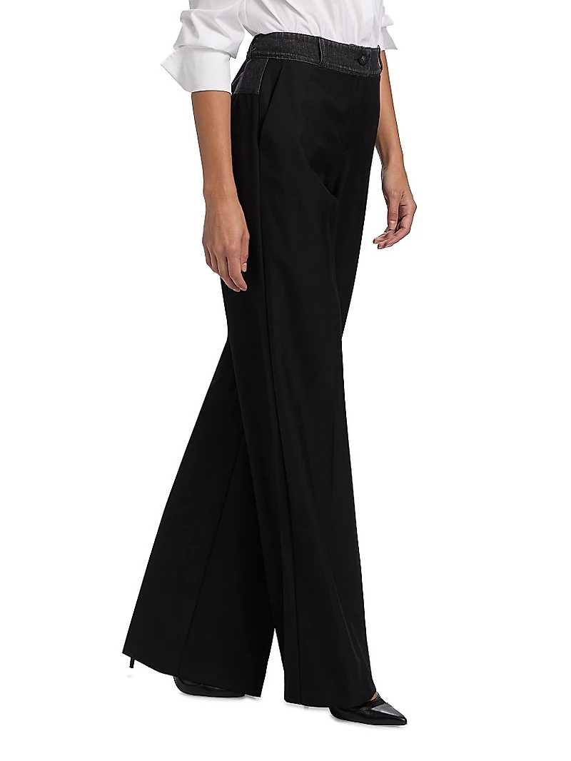 Poe Denim & Twill Wide-Leg Pants