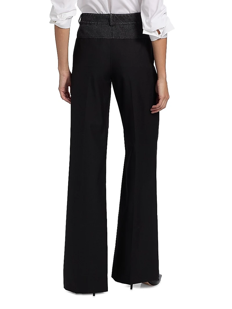 Poe Denim & Twill Wide-Leg Pants