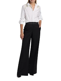 Poe Denim & Twill Wide-Leg Pants