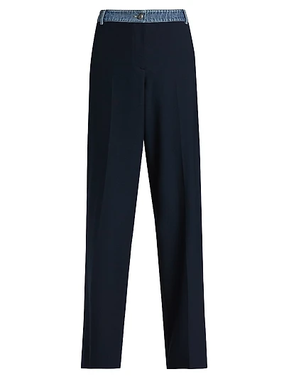 Poe Denim & Twill Wide-Leg Pants