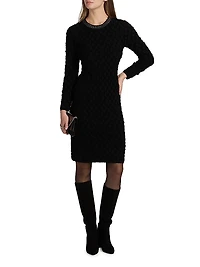 Apollo Embellished-Neck Sweater Minidress