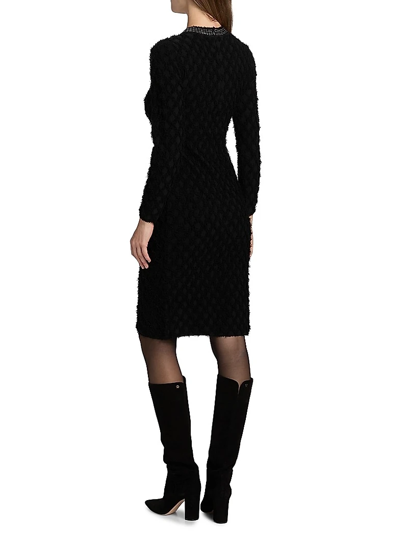 Apollo Embellished-Neck Sweater Minidress