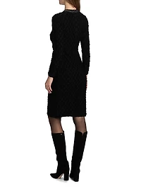 Apollo Embellished-Neck Sweater Minidress