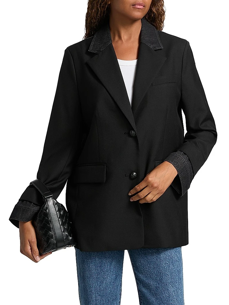 Silva Mixed-Media Wool-Blend Jacket