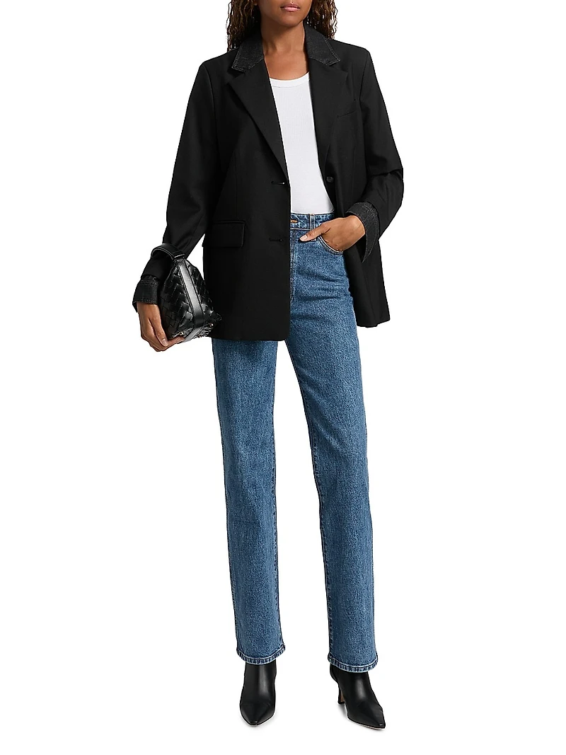 Silva Mixed-Media Wool-Blend Jacket