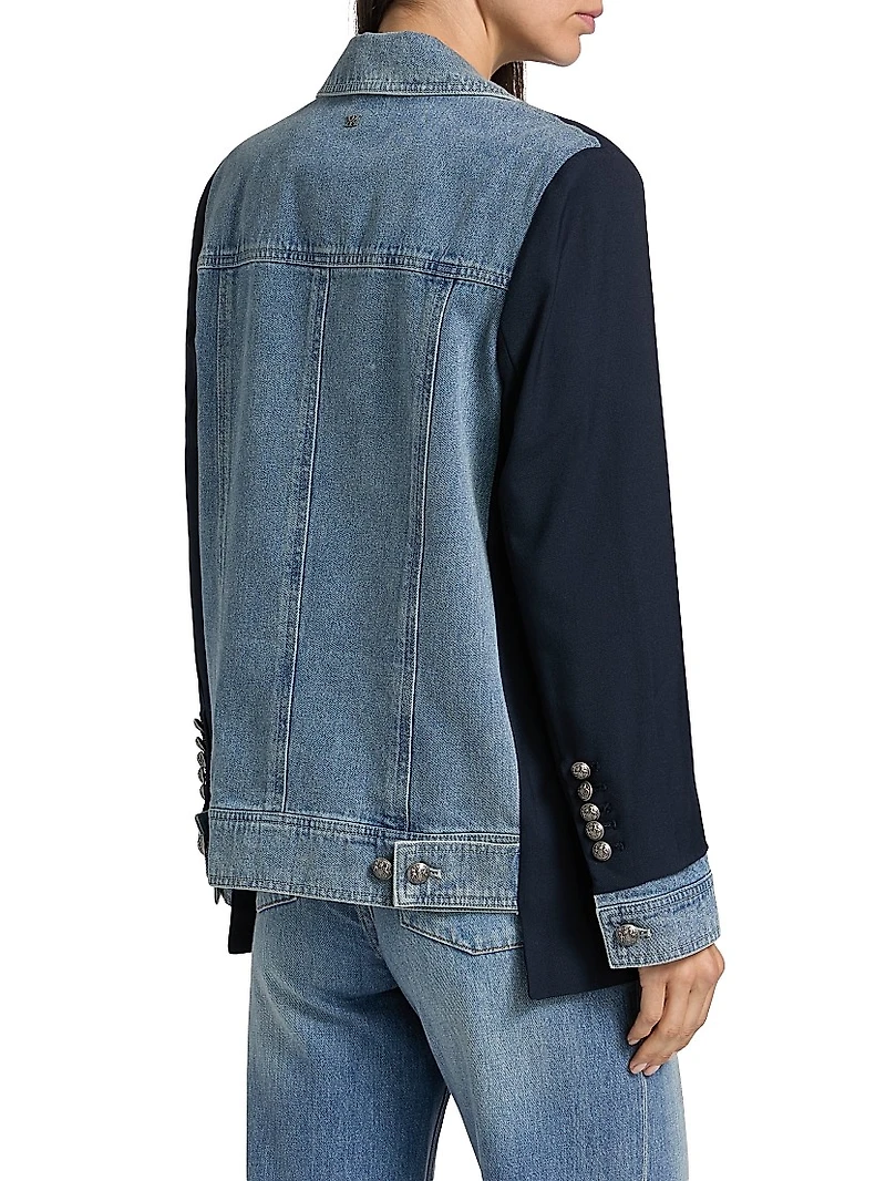 Silva Mixed-Media Wool-Blend Jacket