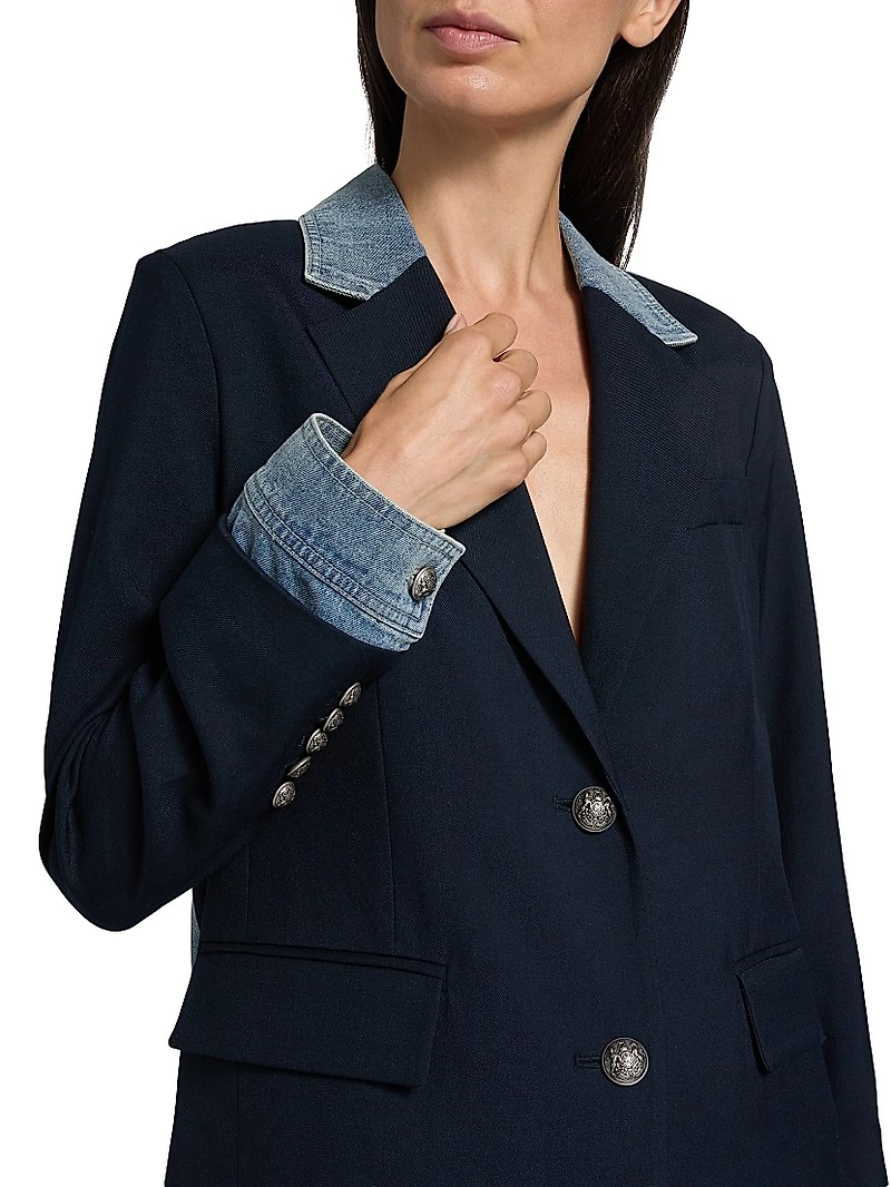 Silva Mixed-Media Wool-Blend Jacket