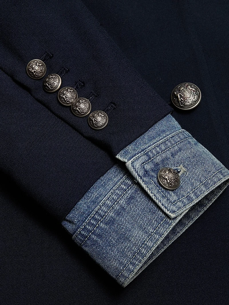 Silva Mixed-Media Wool-Blend Jacket