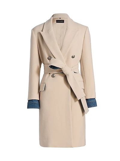 Otto Denim-Cuff Double-Face Wool Coat