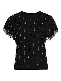 Carmel Beaded Cotton T-Shirt