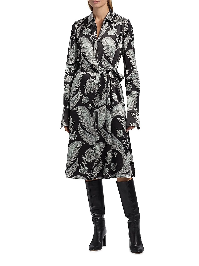 Beam Floral-Print Satin Midi-Dress