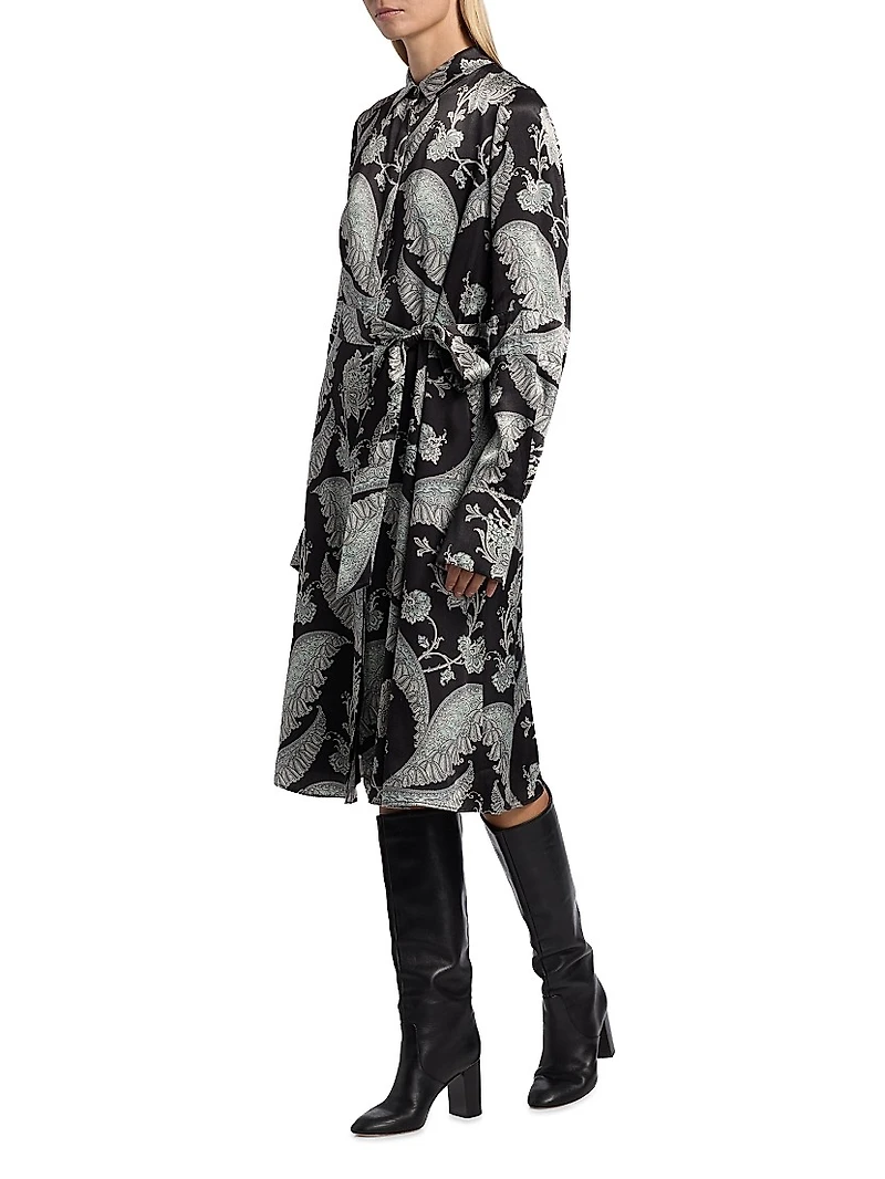 Beam Floral-Print Satin Midi-Dress