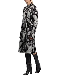 Beam Floral-Print Satin Midi-Dress